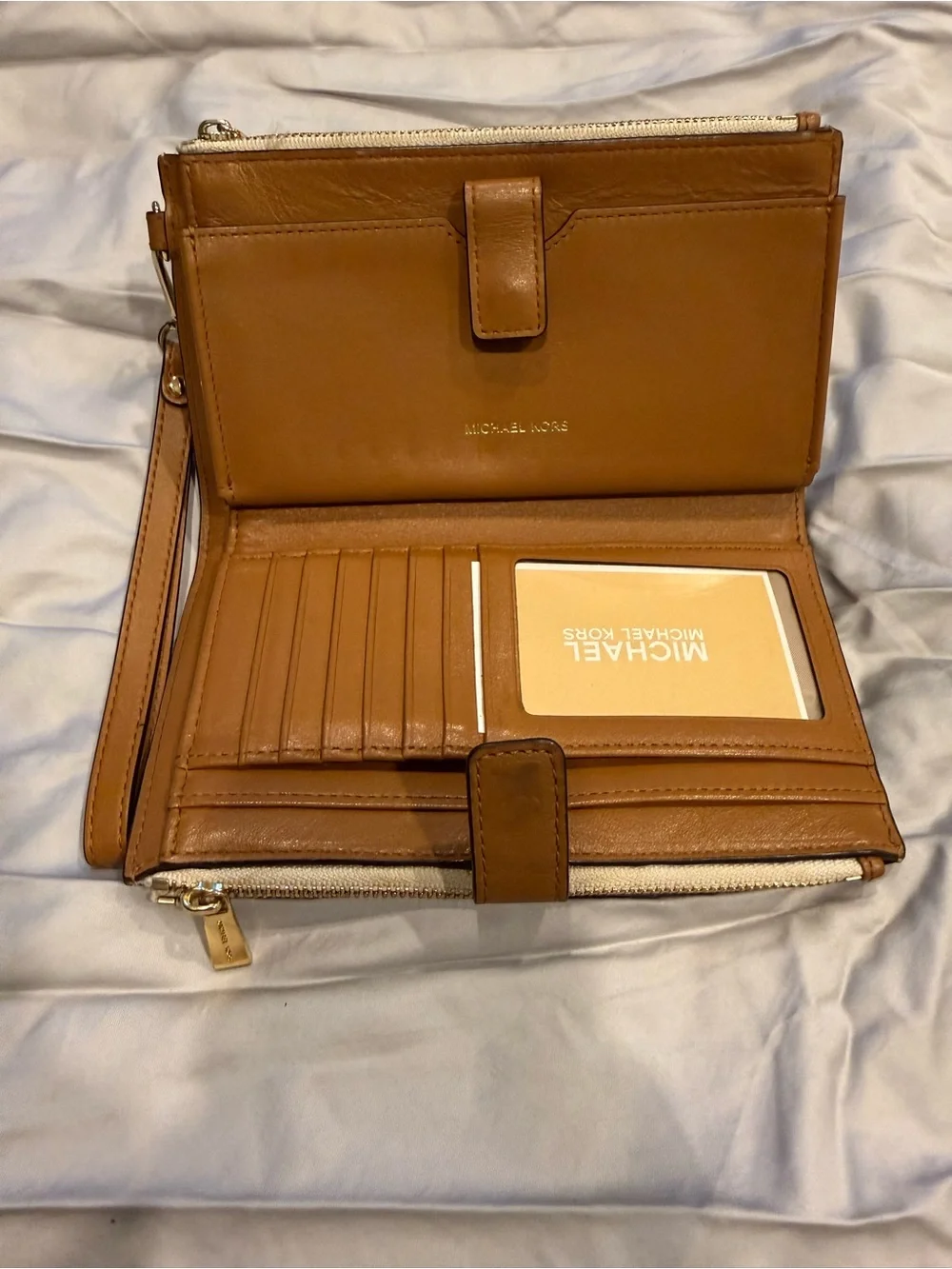 Michael Kors Cream/Beige MK Signature Zip Clutch